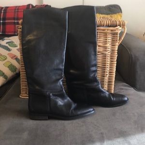 Black leather riding boots